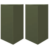 ZNTS Garden Planters 2 pcs Olive Green Triangular 50x43x75 cm Steel 851178