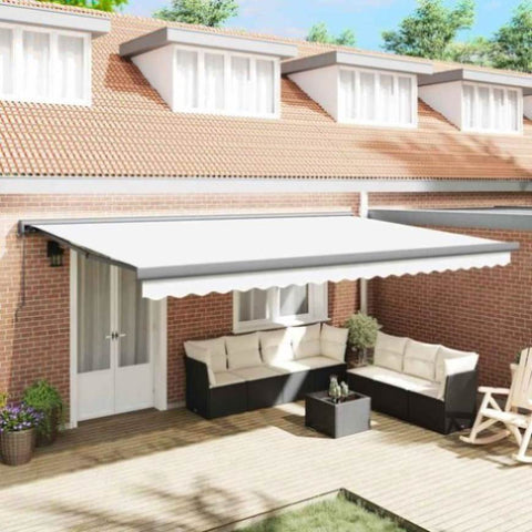 Retractable Awning Manual White 500 x 300 cm Fabric, Metal 3331366
