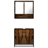 2 Piece Bathroom Furniture Set Smoked Oak Engineered Wood 3300917