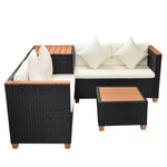 4 Piece Garden Lounge Set with Cushions Poly Rattan Black 43007