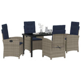 Garden Dining Set with Cushion 5 pcs Grey Poly Rattan 3380353