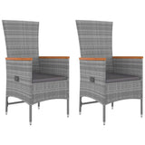3 Piece Garden Lounge Set Grey Poly Rattan&Solid Wood Acacia 3157667