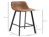Bar Stools Set of 2, PU Leather Kitchen Stools, Upholstered Breakfast Bar Chairs with Backrest, T3398P343520