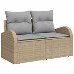 Garden Sofa with Cushion Beige 124 x 62 x 69cm Poly Rattan 42006745