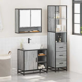 ZNTS 3 Piece Bathroom Furniture Set Grey Sonoma Engineered Wood 3301178