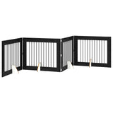 Dog Gate with Stands 4 pcs Black Oak 100 x 80 cm 892061