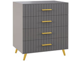 Four Drawer Embossed Line Dresser - Grey/Gold Tone T3398P328343
