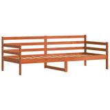 Day Bed with Headboard Wax Brown Solid Pine Wood 877048