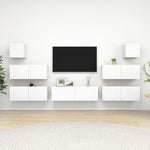 ZNTS 7 Piece TV Cabinet Set White Engineered Wood 3078713