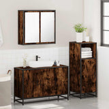 3 Piece Bathroom Furniture Set Smoked Oak Engineered Wood 3300952