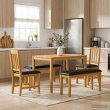 Dining Set 5 pcs Black Solid Oak Wood 3430277