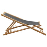 Deck Chair Dark Grey Bamboo and Canvas Standard 313018