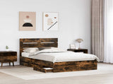 Bed Frame with Drawer Smoked Oak 135 x 190 cm Engineer Wood 3411841