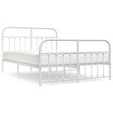 Bed Frame White Powder-Coated Steel 140x190 cm Bed Frame 352645