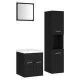 Bathroom Furniture Set Black Engineered Wood 3071127