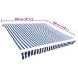 Awning Top Sunshade Canvas Blue & White 4 x 3 m 141011