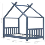 Kids Bed Frame Grey Solid Pine Wood 70x140 cm 283370