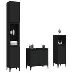 ZNTS 3 Piece Bathroom Furniture Set Black Engineered Wood 3185590