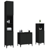 ZNTS 3 Piece Bathroom Furniture Set Black Engineered Wood 3185590
