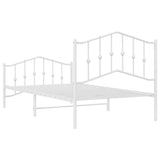 Metal Bed Frame without Mattress with Footboard White 100x190cm 373850