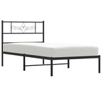 ZNTS Metal Bed Frame without Mattress with Headboard Black 90x200cm 355260