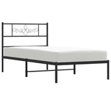 Metal Bed Frame without Mattress with Headboard Black 90x200cm 355260
