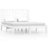Bed Frame White Solid pinewood 160x200 cm Decorative Inlays 3101034