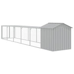 Chicken Cage with Run Light Grey 117x609x123 cm Galvanised Steel 3189075