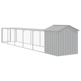 Chicken Cage with Run Light Grey 117x609x123 cm Galvanised Steel 3189075