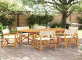 6 Piece Folding Garden Chairs Cream White Fabric 3208917