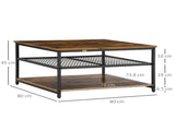 Coffee Table, Living Room Table with 3-Tier Storage Shelves, Square Tea Table for Home Office, T3398P329850