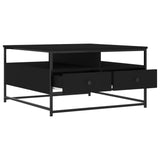 ZNTS Coffee Table Black 80x80x45 cm Engineered Wood 835289