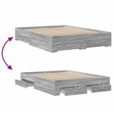 Bed Frame Grey Sonoma Engineered wood, Plywood Double Bed Frame 3280375