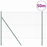Fence with Posts Green 1.5 x 50 m PVC-coated steel 3352720