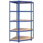 5-Layer Corner Shelf Blue Steel&Engineered Wood 152889