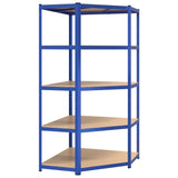 5-Layer Corner Shelf Blue Steel&Engineered Wood 152889