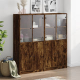 Bookcase with Doors Smoked Oak 136x37x142 cm Engineered Wood 3206528
