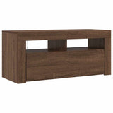 TV Cabinet with LED Lights Brown Oak 90x35x40 cm 822723
