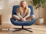 Accent Chair, Chenille Upholstered Swivel Armchair with Lumbar Pillow, High Back, Deep Seat and T3398P554171