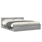 Bed Frame with Headboard without Mattress Grey Sonoma 200x200 cm 3295539