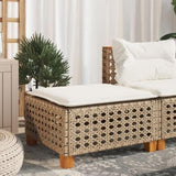 Garden Stool with Cushion Beige 63.5x56x32 cm Poly Rattan 365934