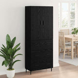 Highboard with Drawer 2 pcs Black oak Engineered Wood and Glass 3416092