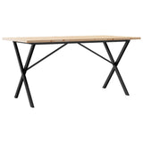 ZNTS Dining Table X-Frame 140x80x75.5 cm Solid Wood Pine and Steel 3282764