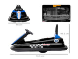 6V Electric Kids Bumper Car, 6V Spin Waltz Car, with Music, Horn, Lights - Black T3398P348362
