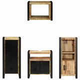 Bathroom Furniture Set 4 pcs Brown and Black Solid Mango Wood 3305668