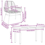 5 Piece Garden Dining Set Brown Poly Rattan Glass 3334543