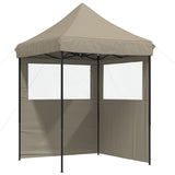 Foldable Party Tent Pop-Up with 2 Sidewalls Taupe 4004994