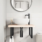 Basin Shelf Wall Mounted Steel and Solid Wood Oak 3302469