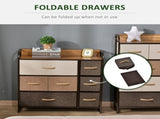 Chest of Drawers with 7 Foldable Drawers, 3-Tier Fabric Bedroom Dresser, Clothes Storage Unit for T3398P344162