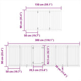 Dog Gate with Door Foldable 15 Panels Brown 750 cm Poplar Wood 3155664